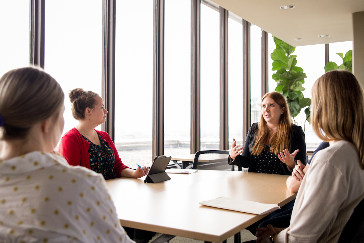 students and professor discussion