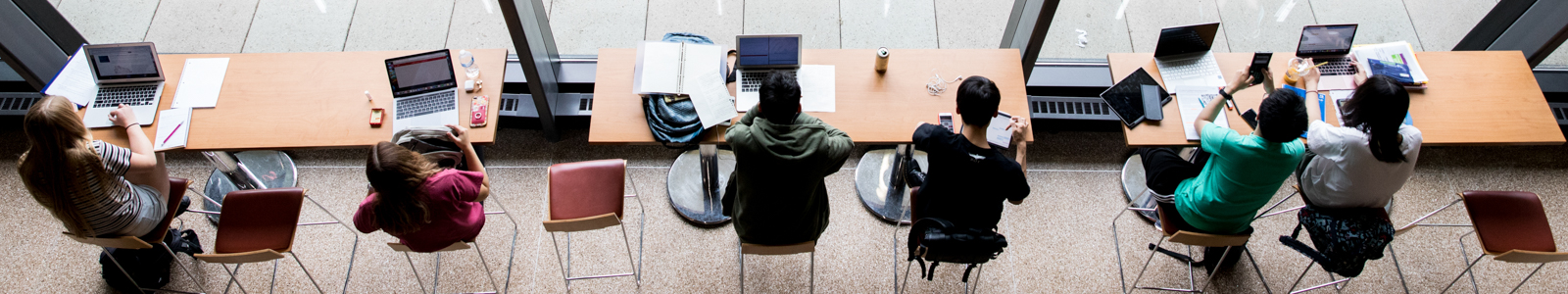 students studying at a table